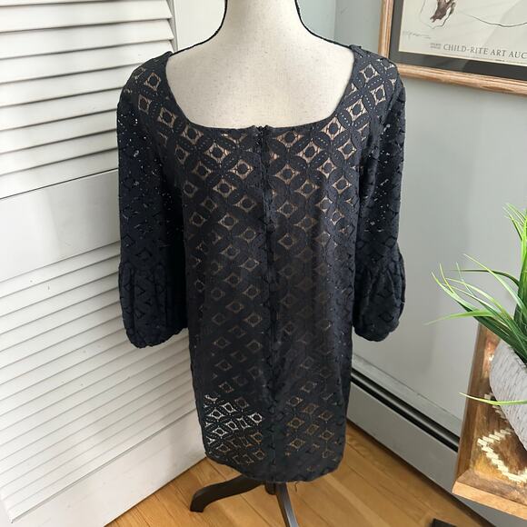 Anna Sui Anthropologie Dress Womens 6 Black Lace Mini Retro Dainty Whimsigoth - Picture 2 of 13